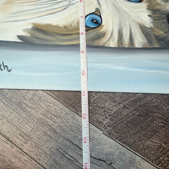 Hand-Painted Cat Portrait on Canvas — Blue-Eyed Ragdoll Style — Signed “J. Smith - Picture 3 of 5